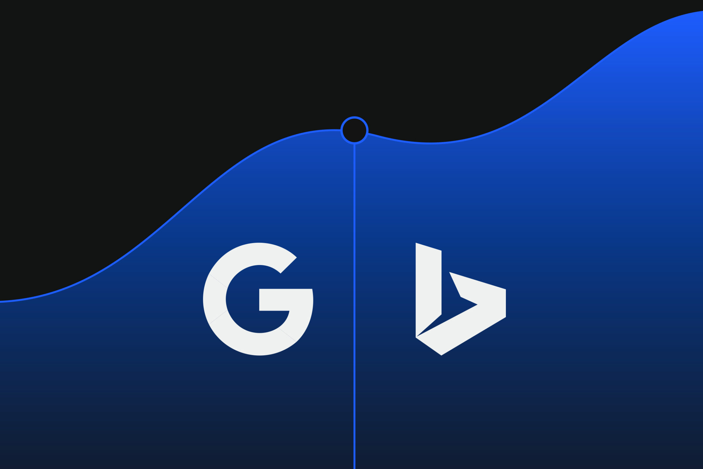 A black and blue image with the Google and Bing logos displayed.